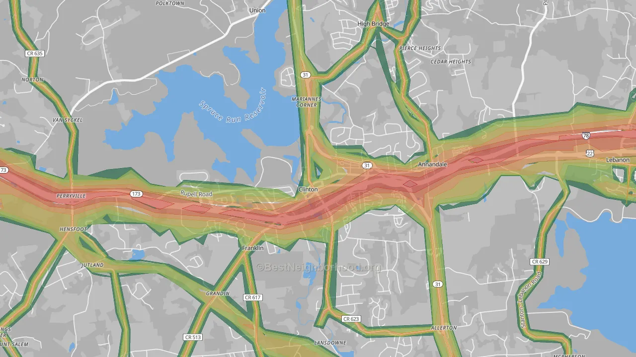 Clinton, NJ Map of Noise Levels in Clinton