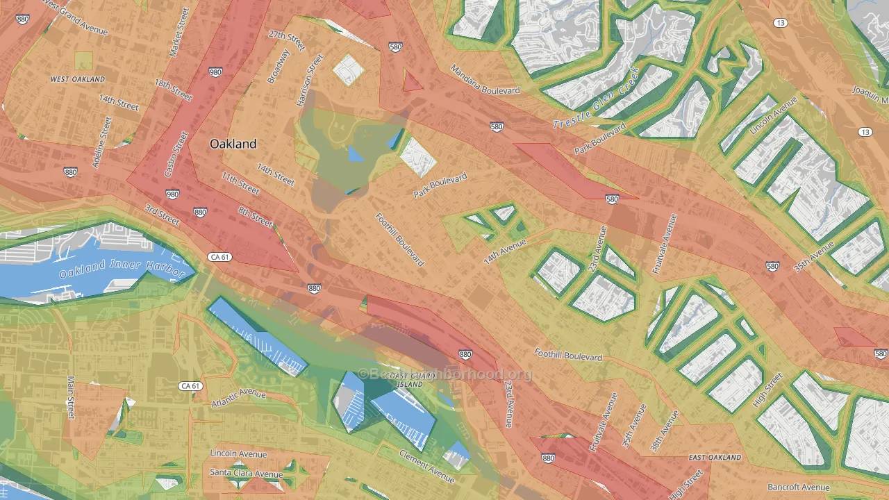 Clinton, Oakland, CA Map of Noise Levels in Clinton