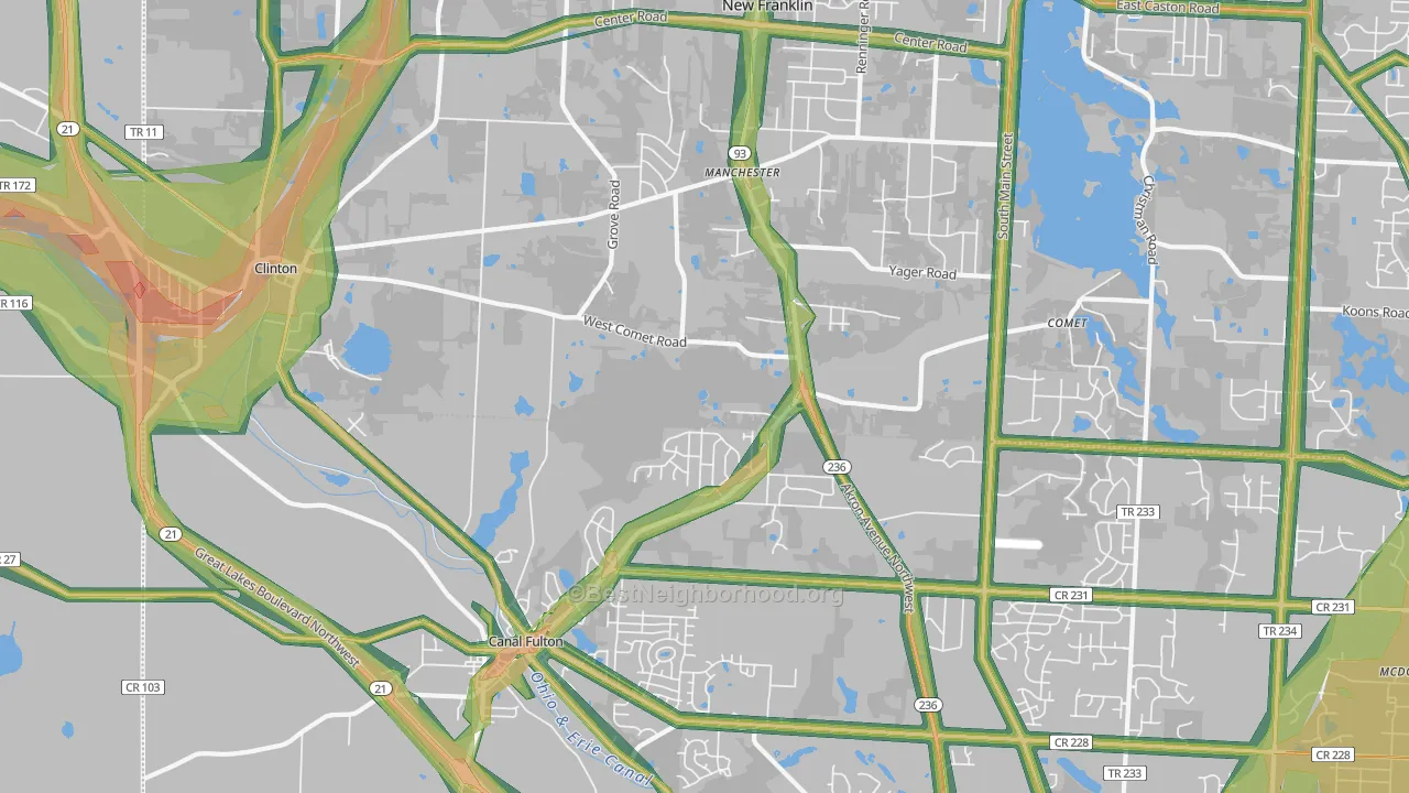 Clinton, OH Map of Noise Levels in Clinton