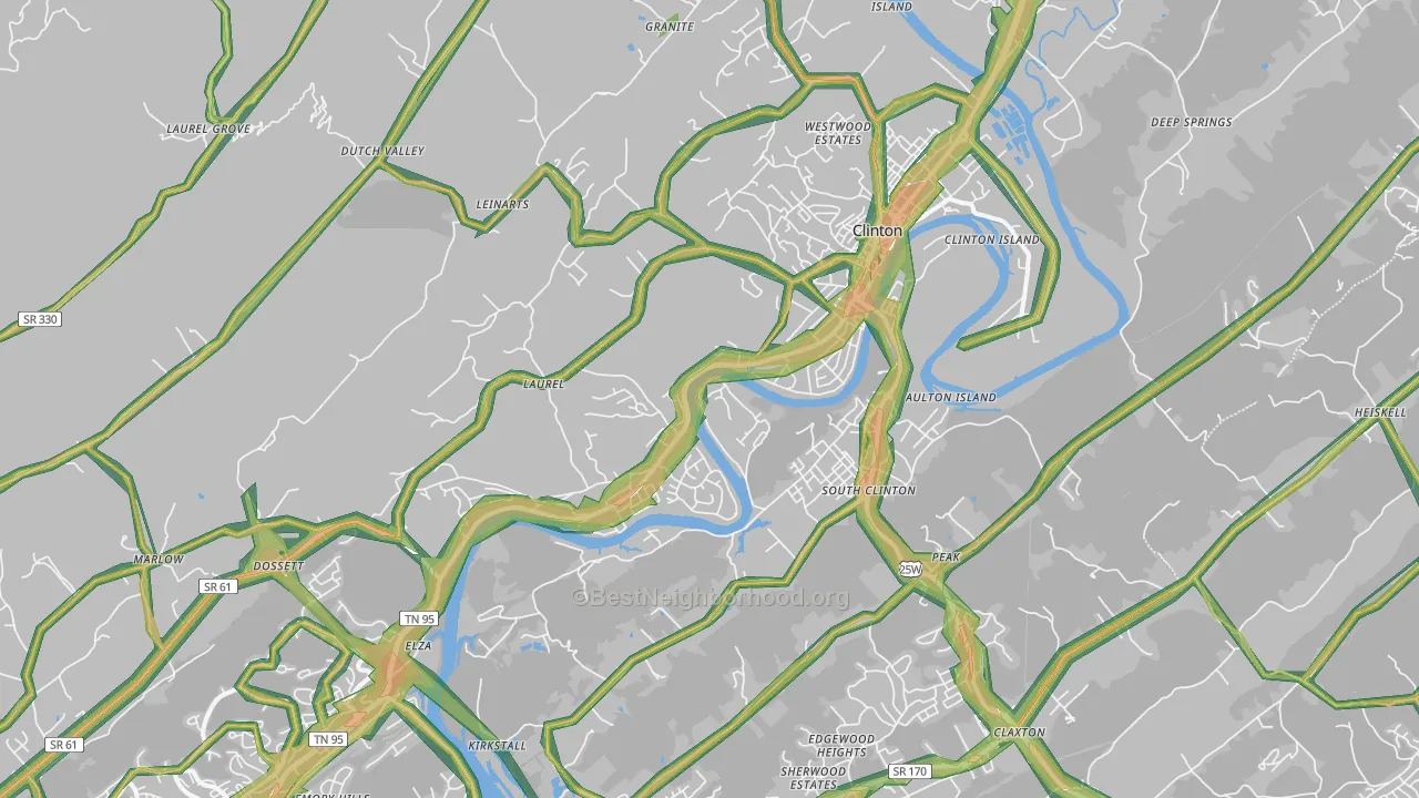 Clinton, TN Map of Noise Levels in Clinton