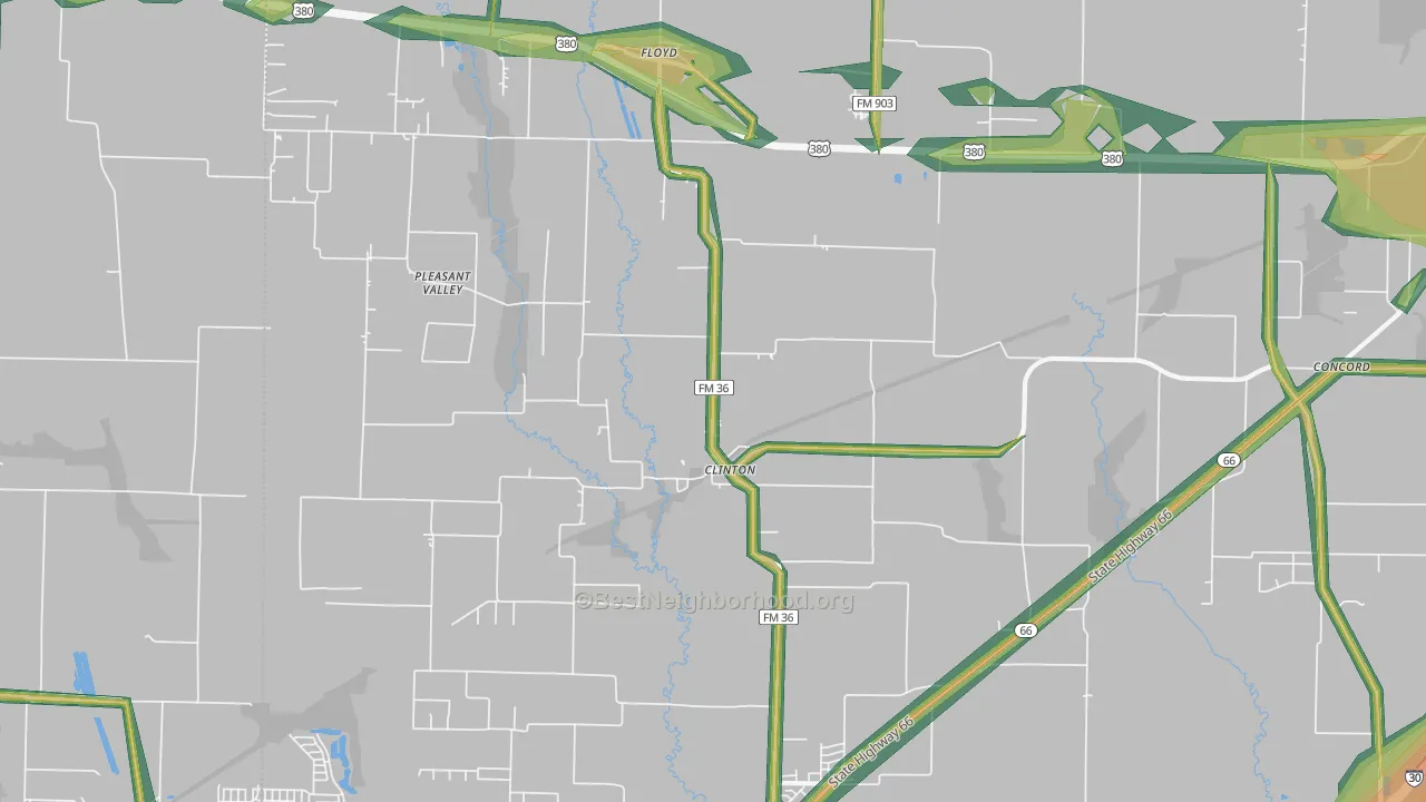 Clinton, TX Map of Noise Levels in Clinton