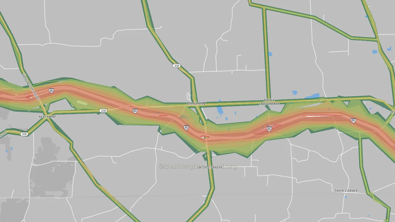 Clintonville, PA Map of Noise Levels in Clintonville