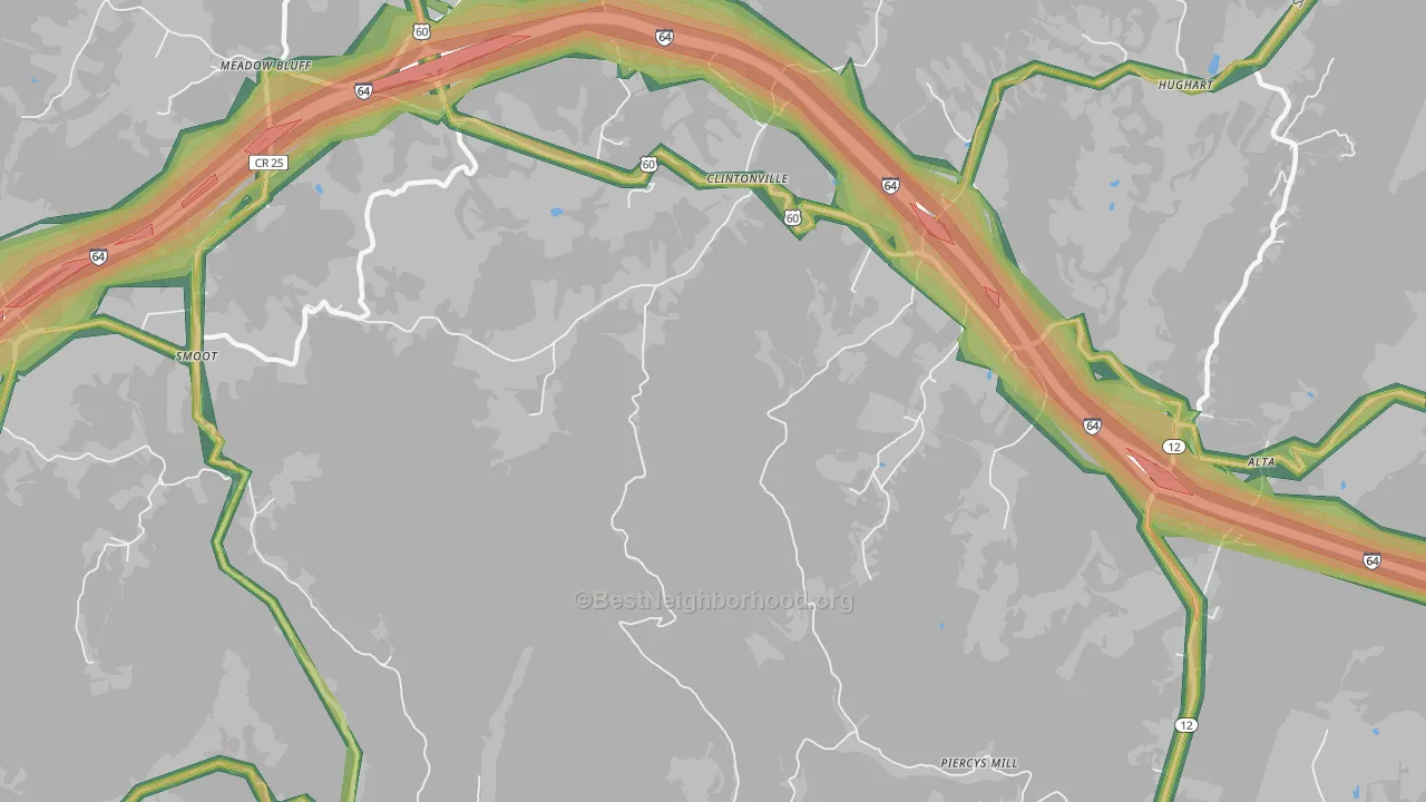 Clintonville, WV Map of Noise Levels in Clintonville