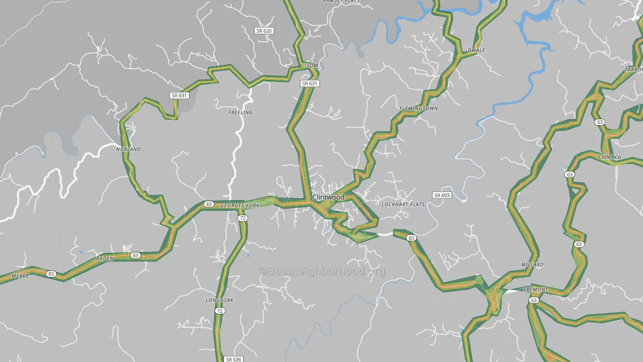 Clintwood, VA Map of Noise Levels in Clintwood