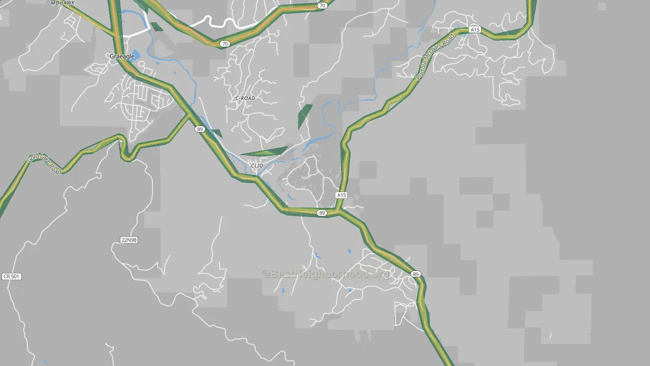 Clio, CA Map of Noise Levels in Clio