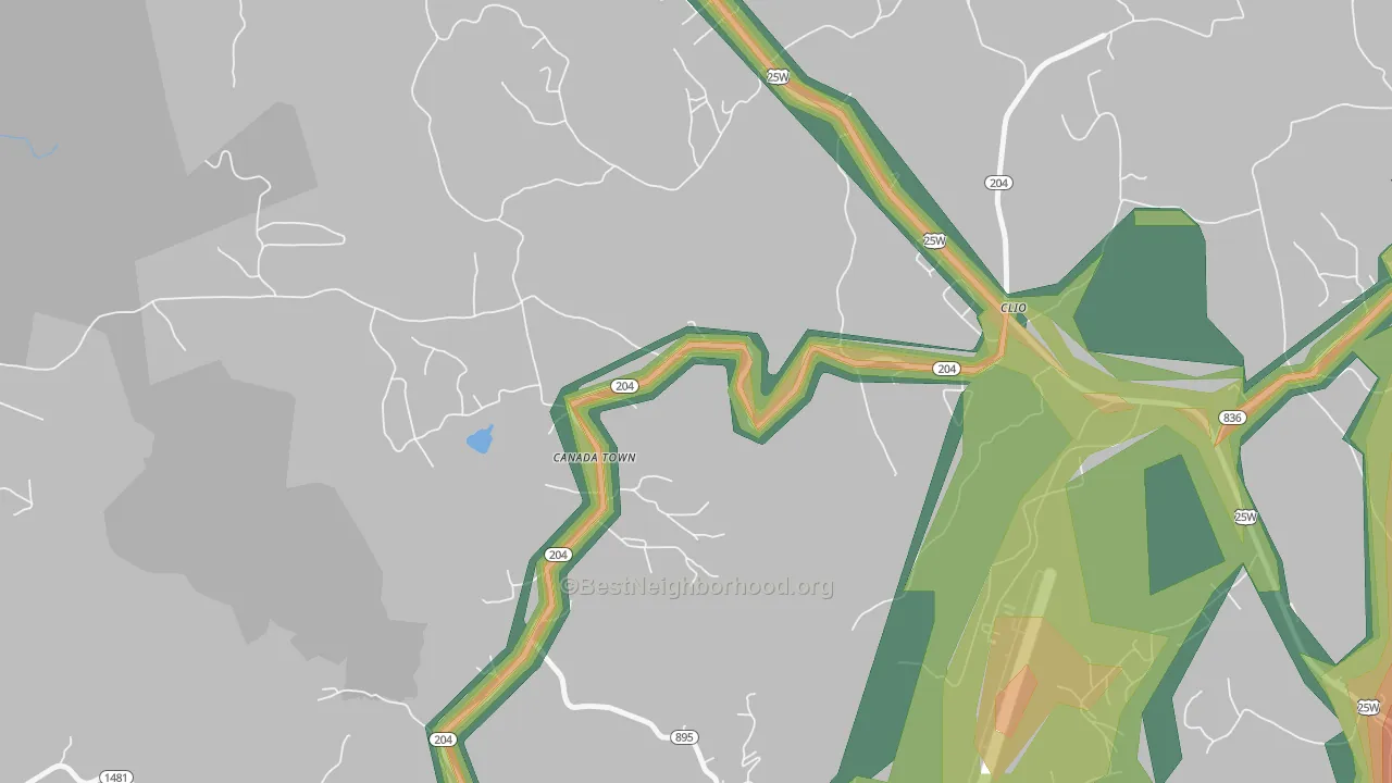 Clio, KY Map of Noise Levels in Clio