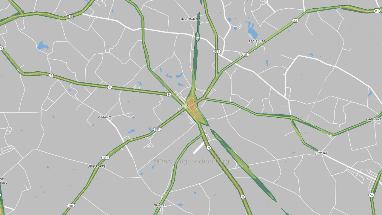 Clio, SC Map of Noise Levels in Clio