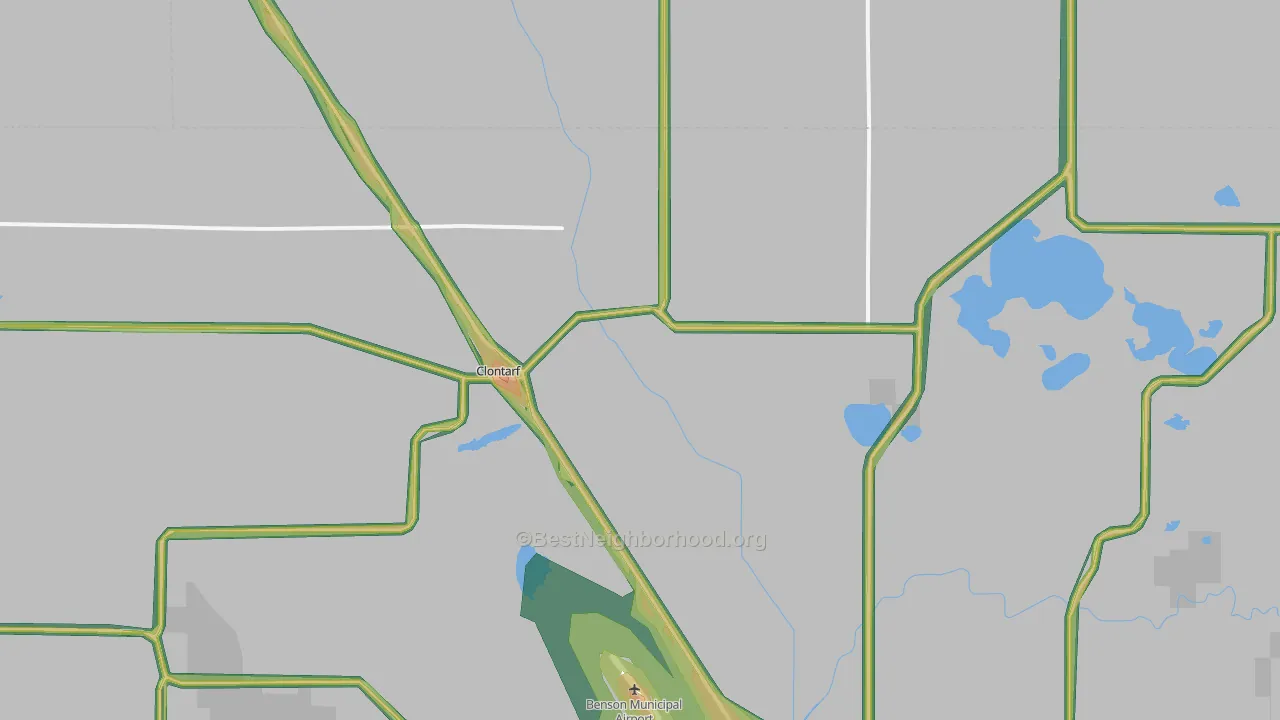 Clontarf, MN Map of Noise Levels in Clontarf