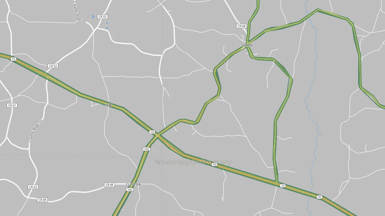 Clopton, AL Map of Noise Levels in Clopton