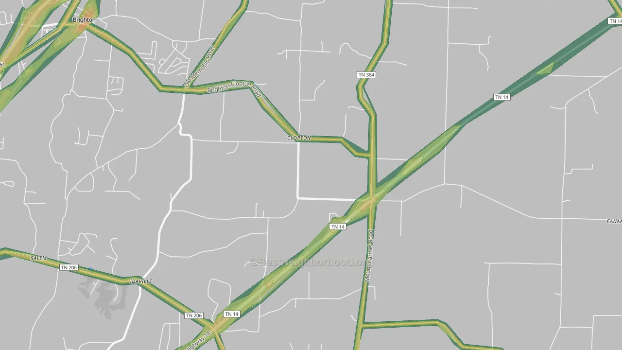 Clopton, TN Map of Noise Levels in Clopton