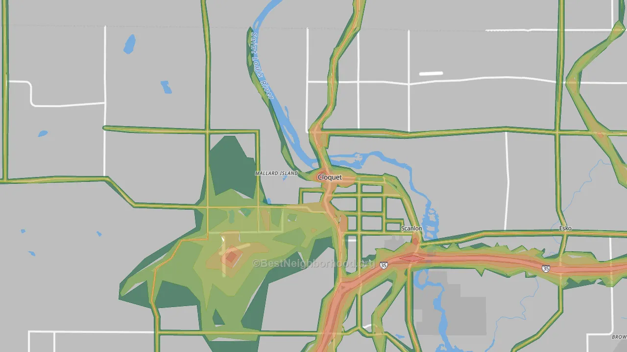 Cloquet, MN Map of Noise Levels in Cloquet
