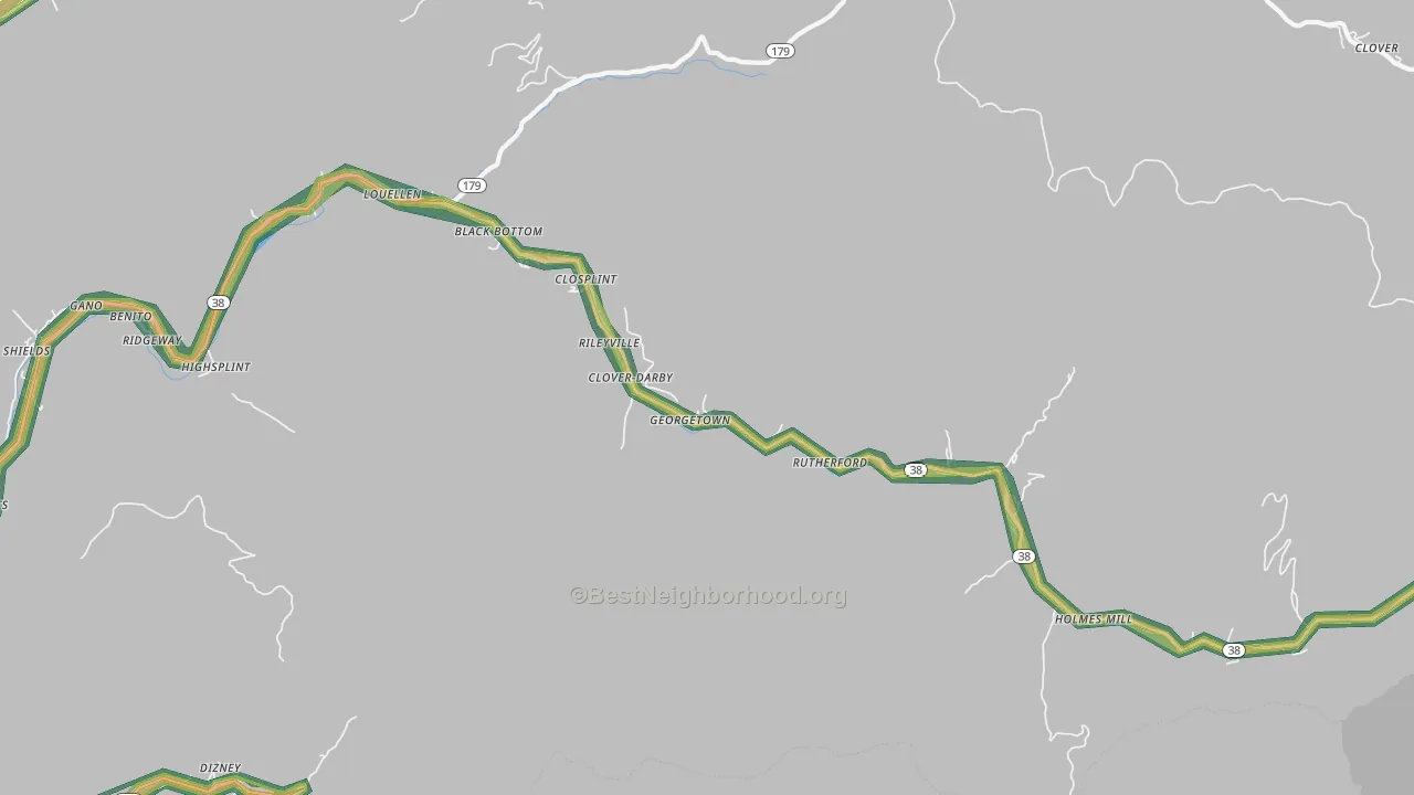 Closplint, KY Map of Noise Levels in Closplint