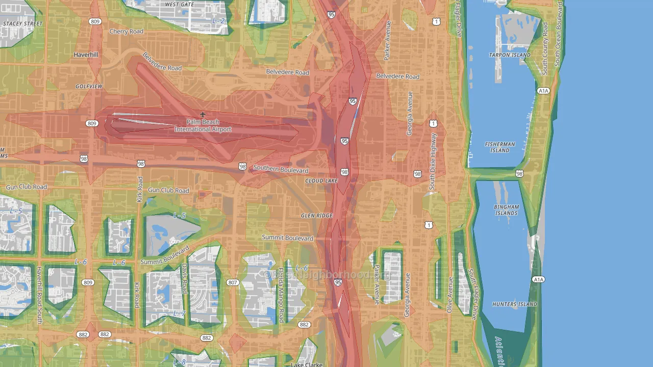 Cloud Lake, FL Map of Noise Levels in Cloud Lake