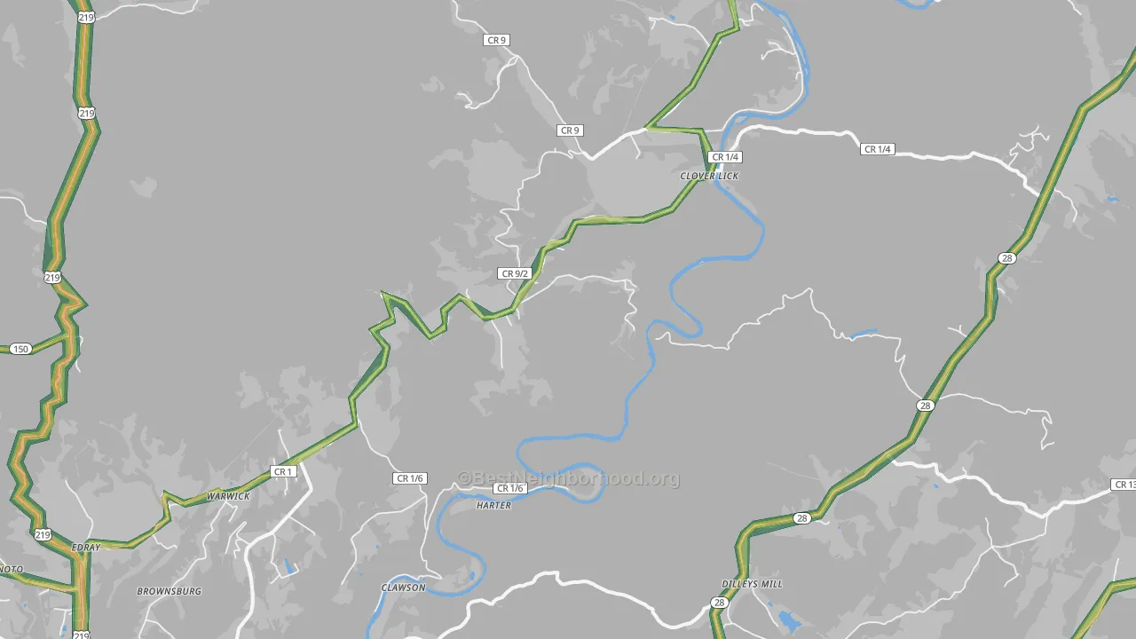 Clover Lick, WV Map of Noise Levels in Clover Lick