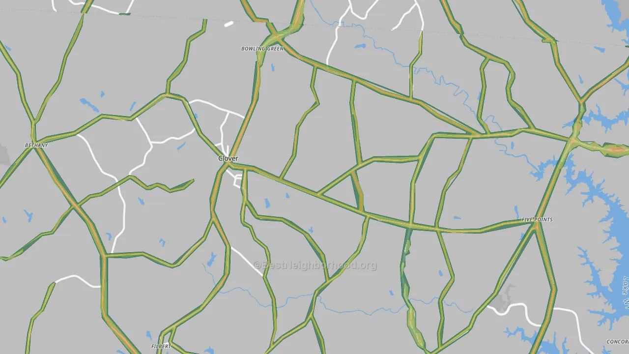 Clover, SC Map of Noise Levels in Clover