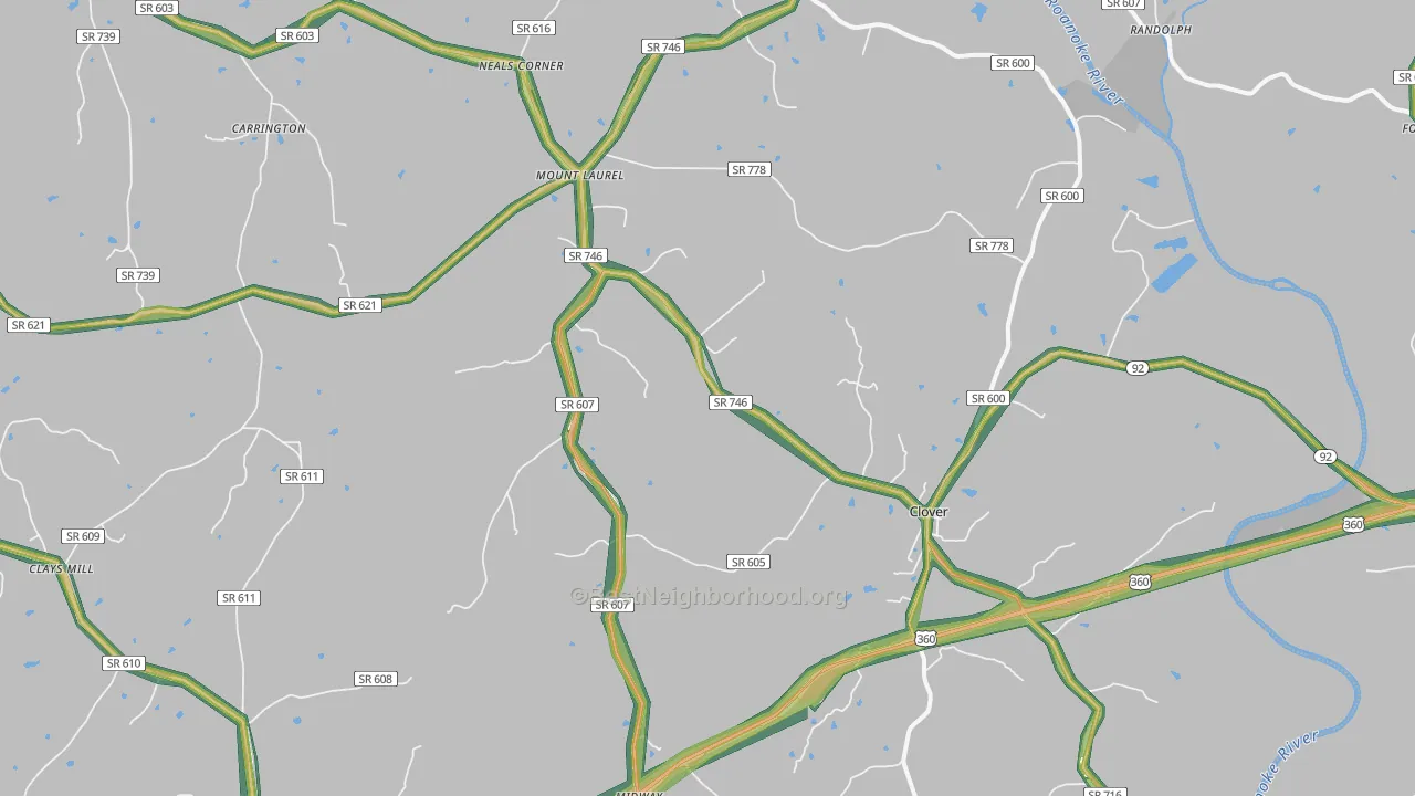 Clover, VA Map of Noise Levels in Clover