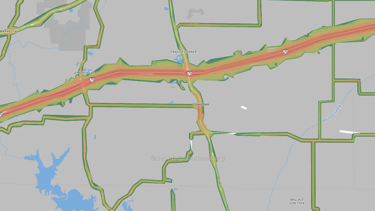 Cloverdale, IN Map of Noise Levels in Cloverdale