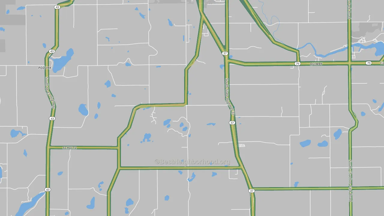 Cloverdale, MI Map of Noise Levels in Cloverdale