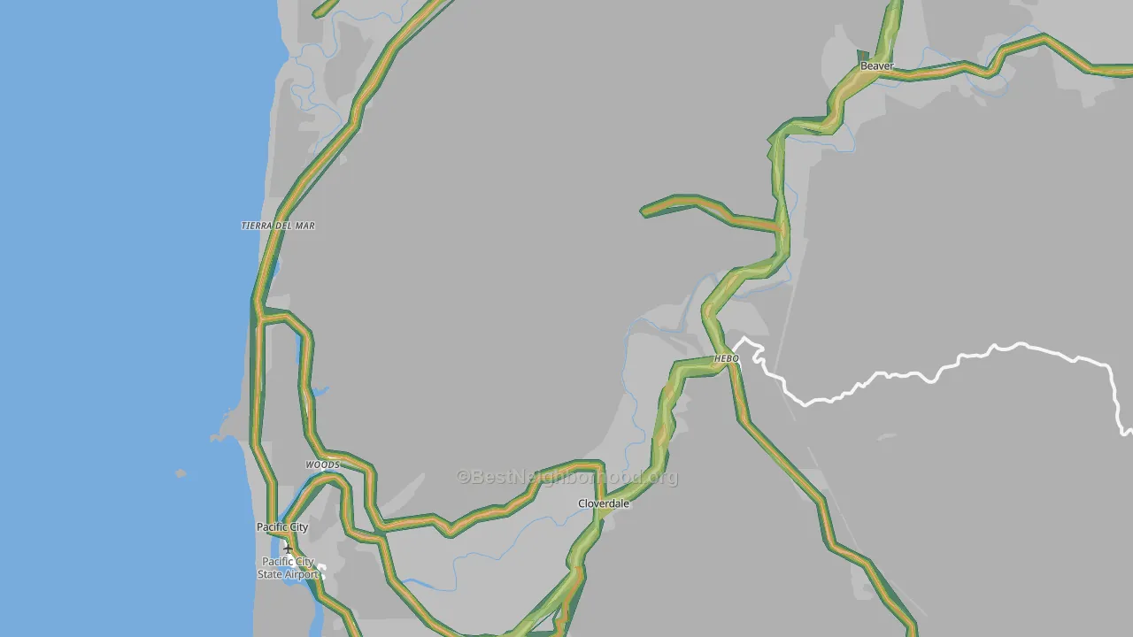 Cloverdale, OR Map of Noise Levels in Cloverdale