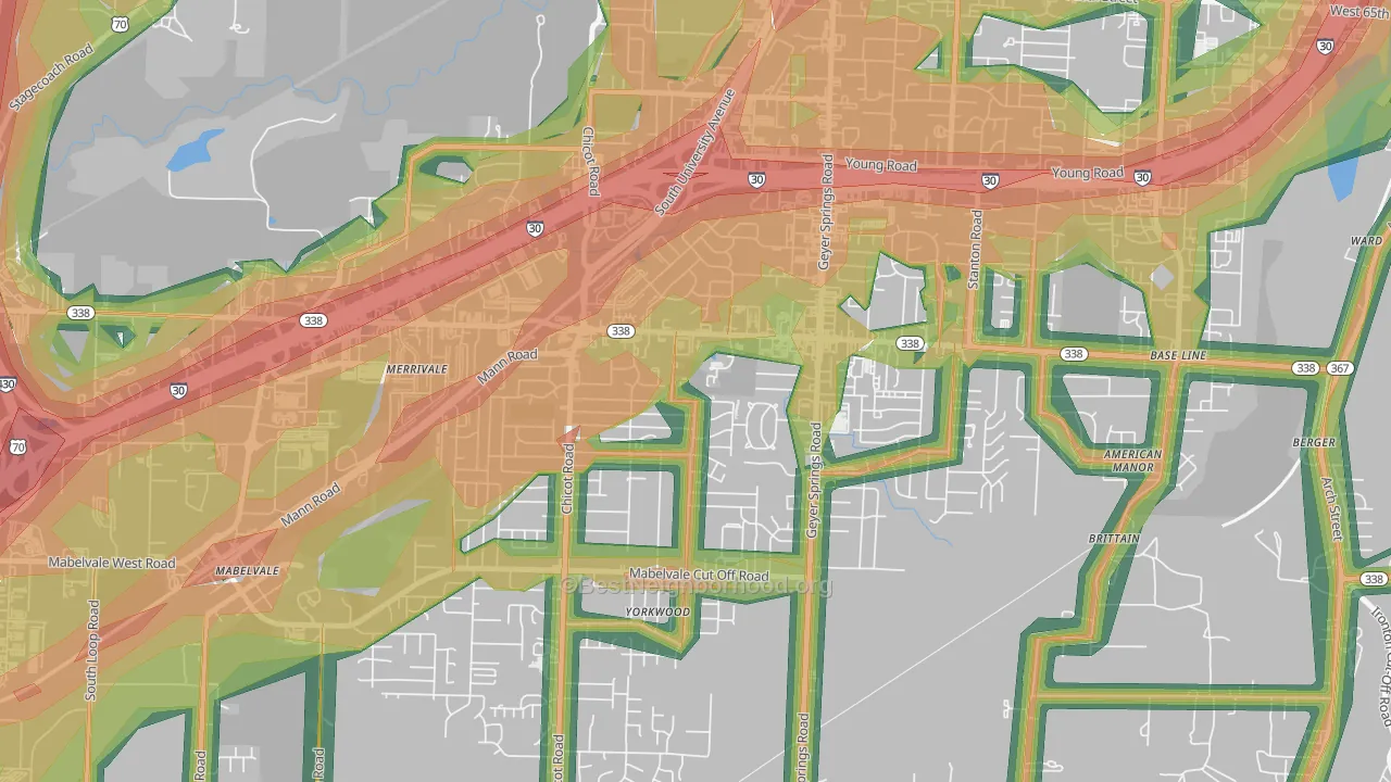 Cloverdale Watson, Little Rock, AR Map of Noise Levels in Cloverdale Watson