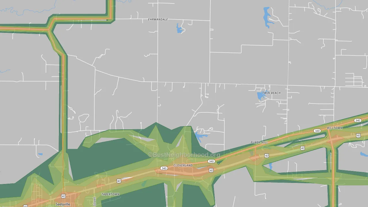 Cloverland, IN Map of Noise Levels in Cloverland