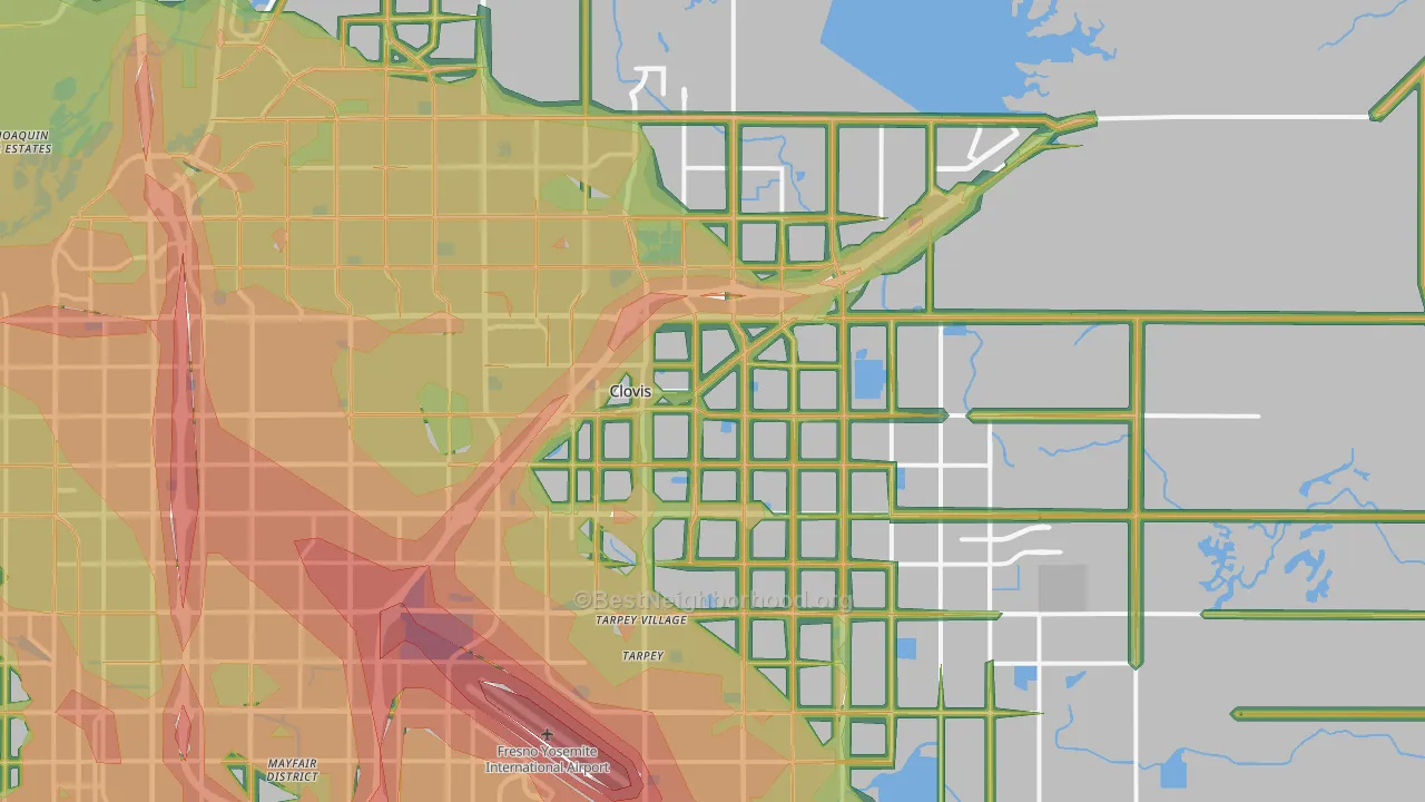 Clovis, CA Map of Noise Levels in Clovis