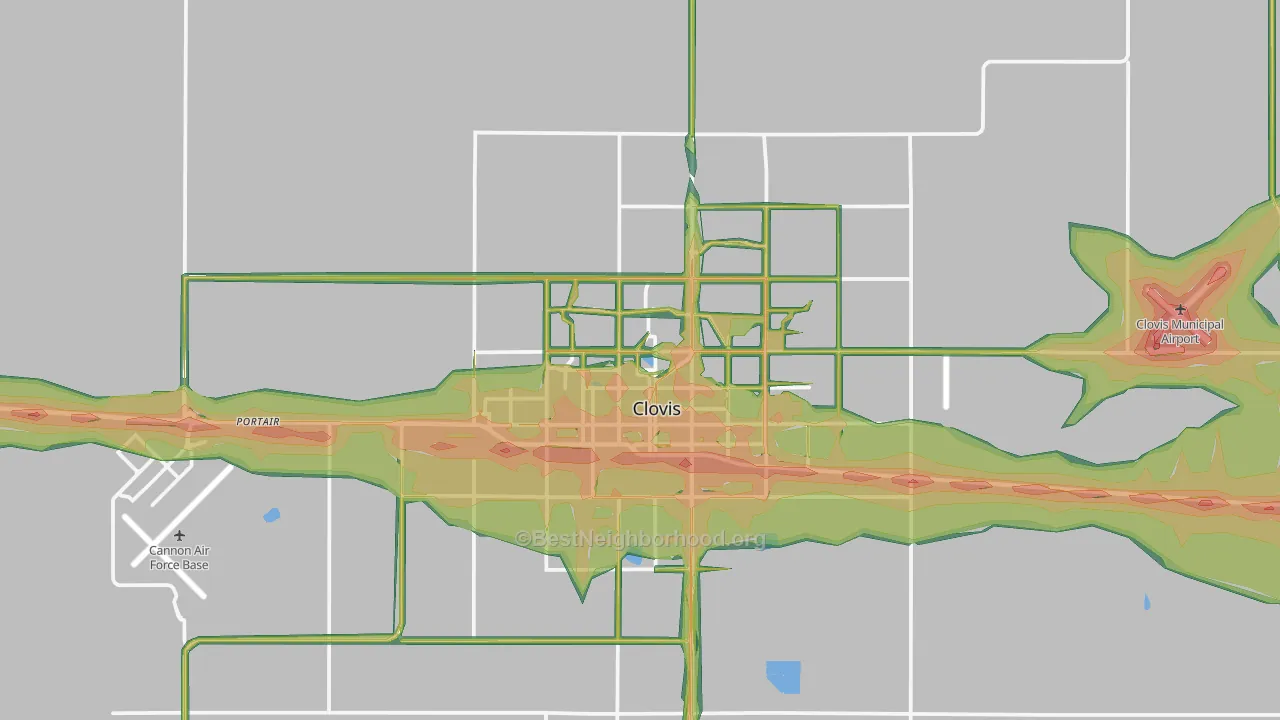 Clovis, NM Map of Noise Levels in Clovis