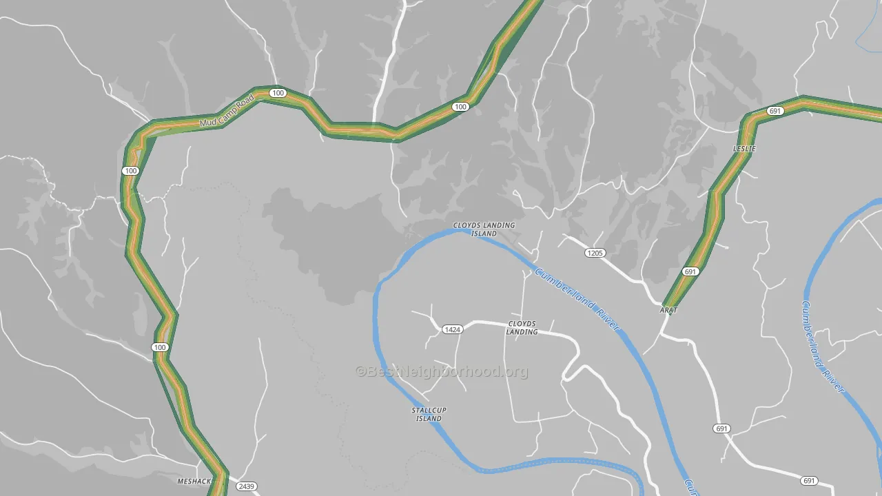 Cloyds Landing, KY Map of Noise Levels in Cloyds Landing