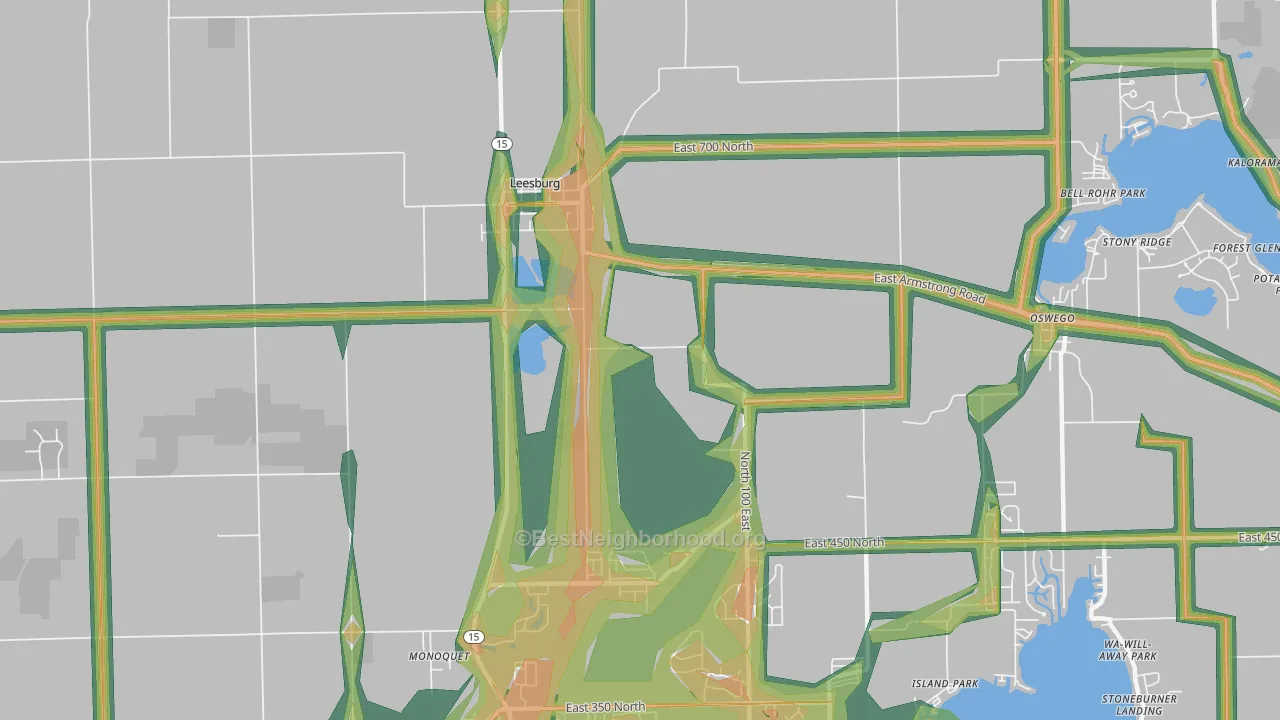 Clunette, IN Map of Noise Levels in Clunette