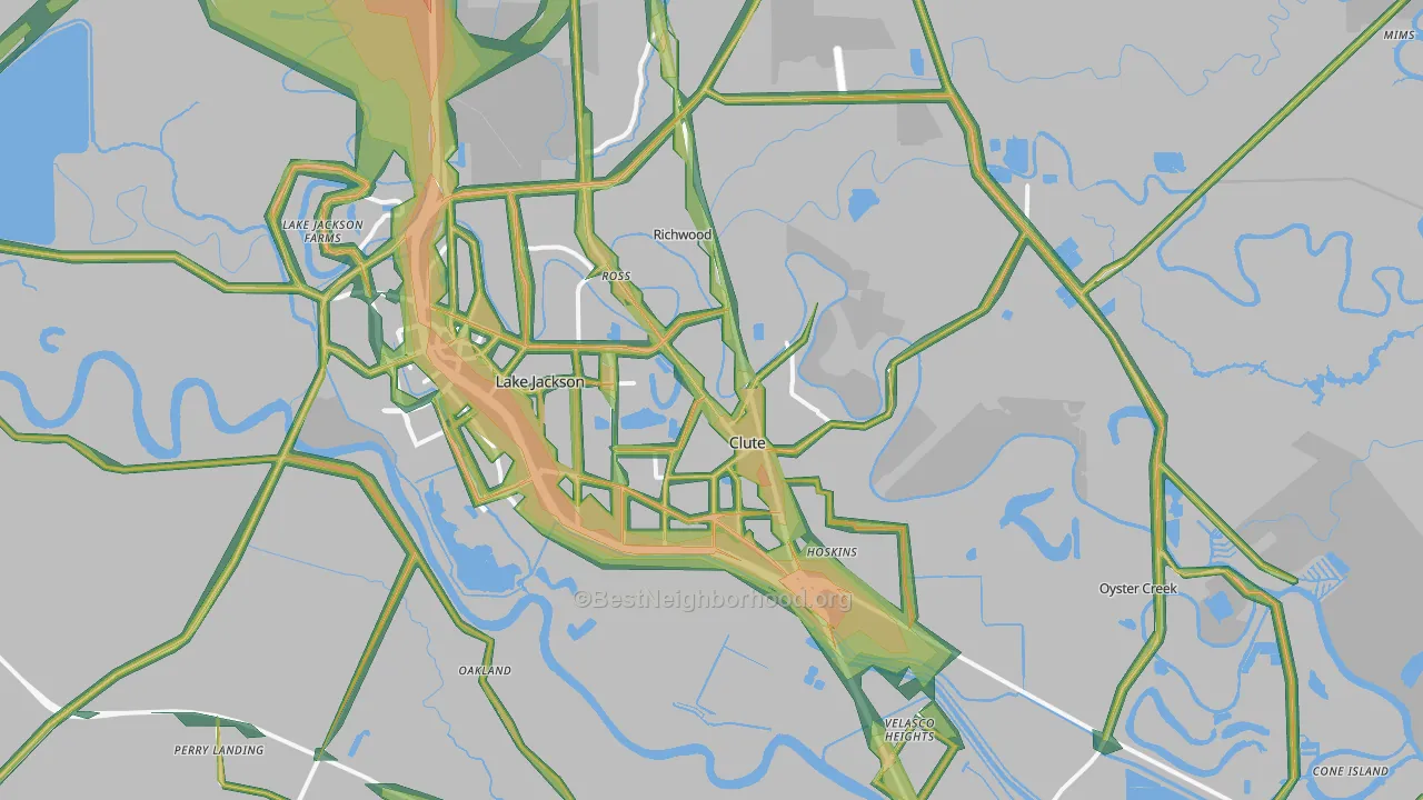 Clute, TX Map of Noise Levels in Clute