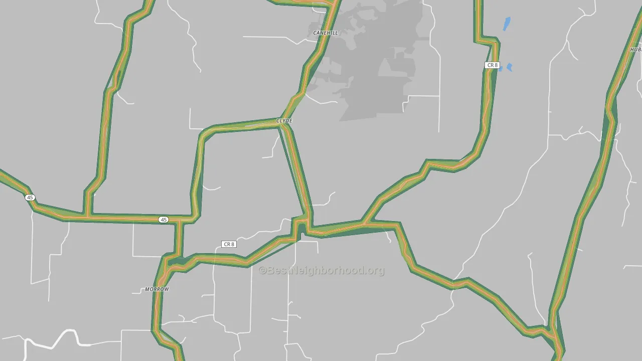 Clyde, AR Map of Noise Levels in Clyde