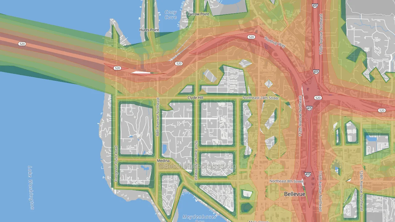 Clyde Hill, WA Map of Noise Levels in Clyde Hill