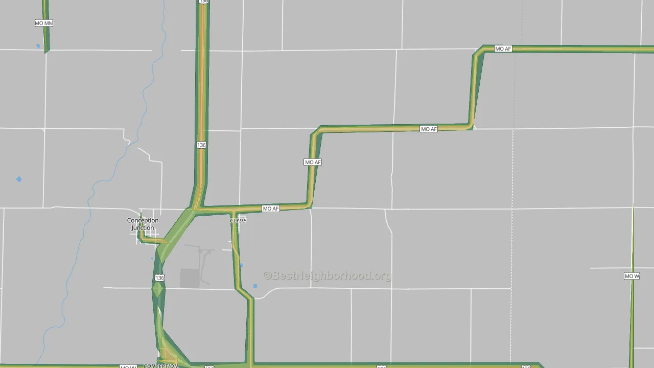 Clyde, MO Map of Noise Levels in Clyde