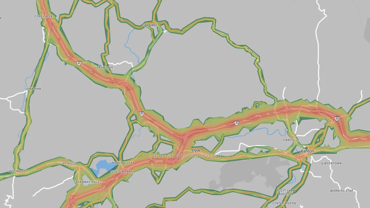 Clyde, NC Map of Noise Levels in Clyde