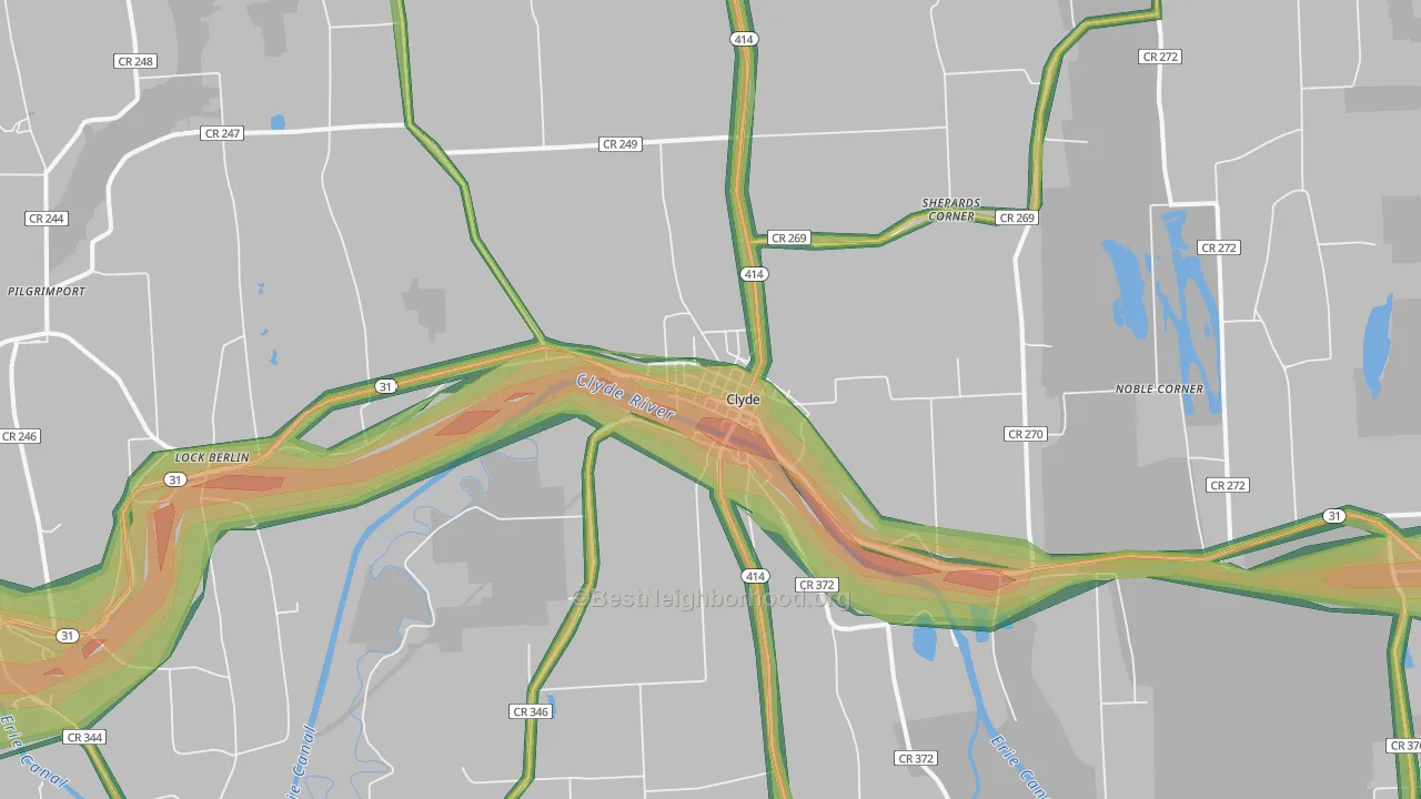 Clyde, NY Map of Noise Levels in Clyde