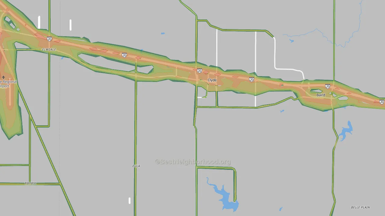 Clyde, TX Map of Noise Levels in Clyde