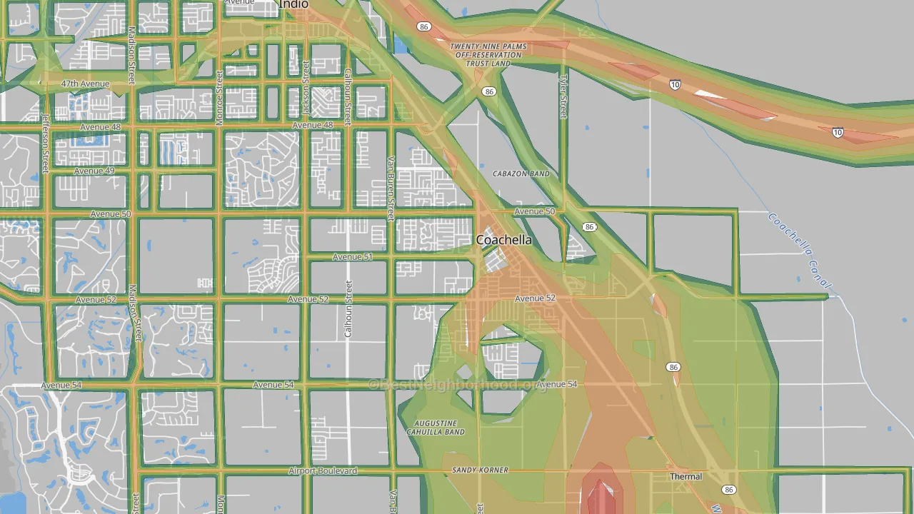 Coachella, CA Map of Noise Levels in Coachella