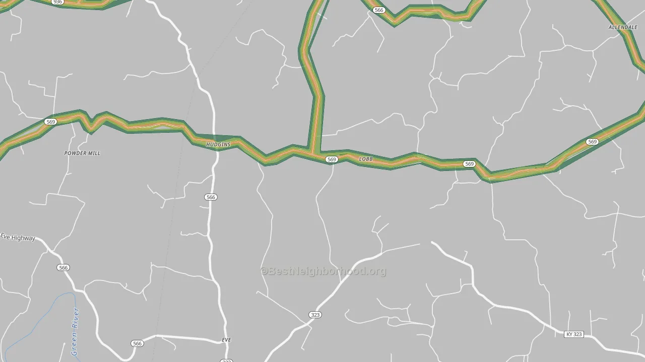 Coakley, KY Map of Noise Levels in Coakley