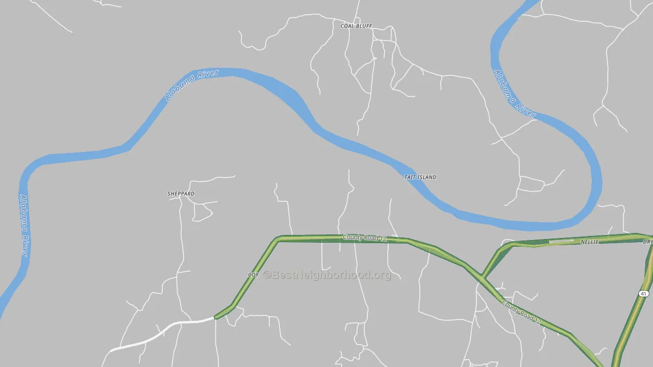 Coal Bluff, AL Map of Noise Levels in Coal Bluff