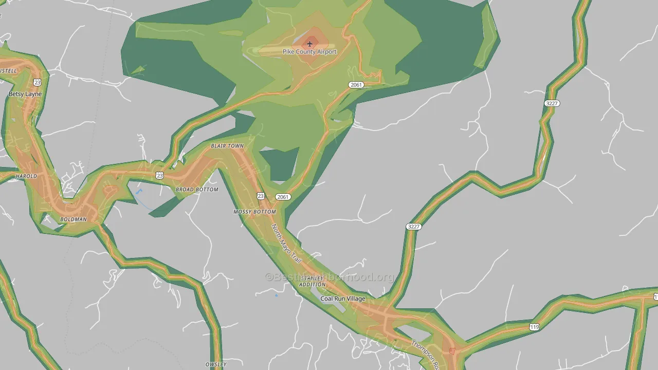 Coal Run Village, KY Map of Noise Levels in Coal Run Village