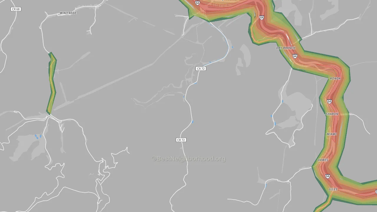 Coalburg, WV Map of Noise Levels in Coalburg