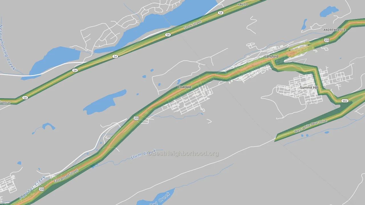 Coaldale, PA Map of Noise Levels in Coaldale