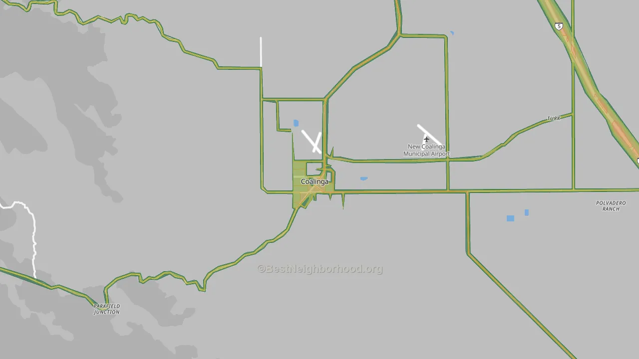 Coalinga, CA Map of Noise Levels in Coalinga