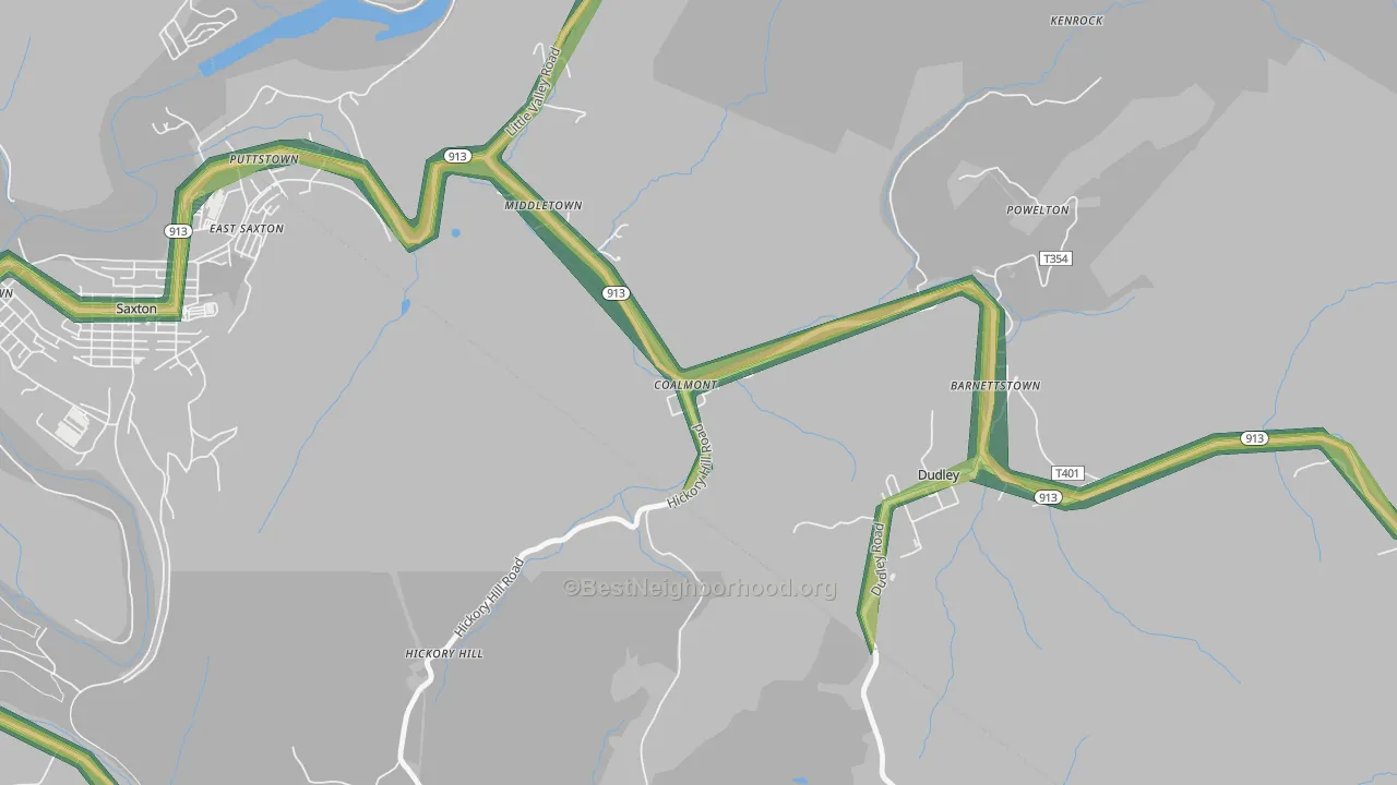 Coalmont, PA Map of Noise Levels in Coalmont