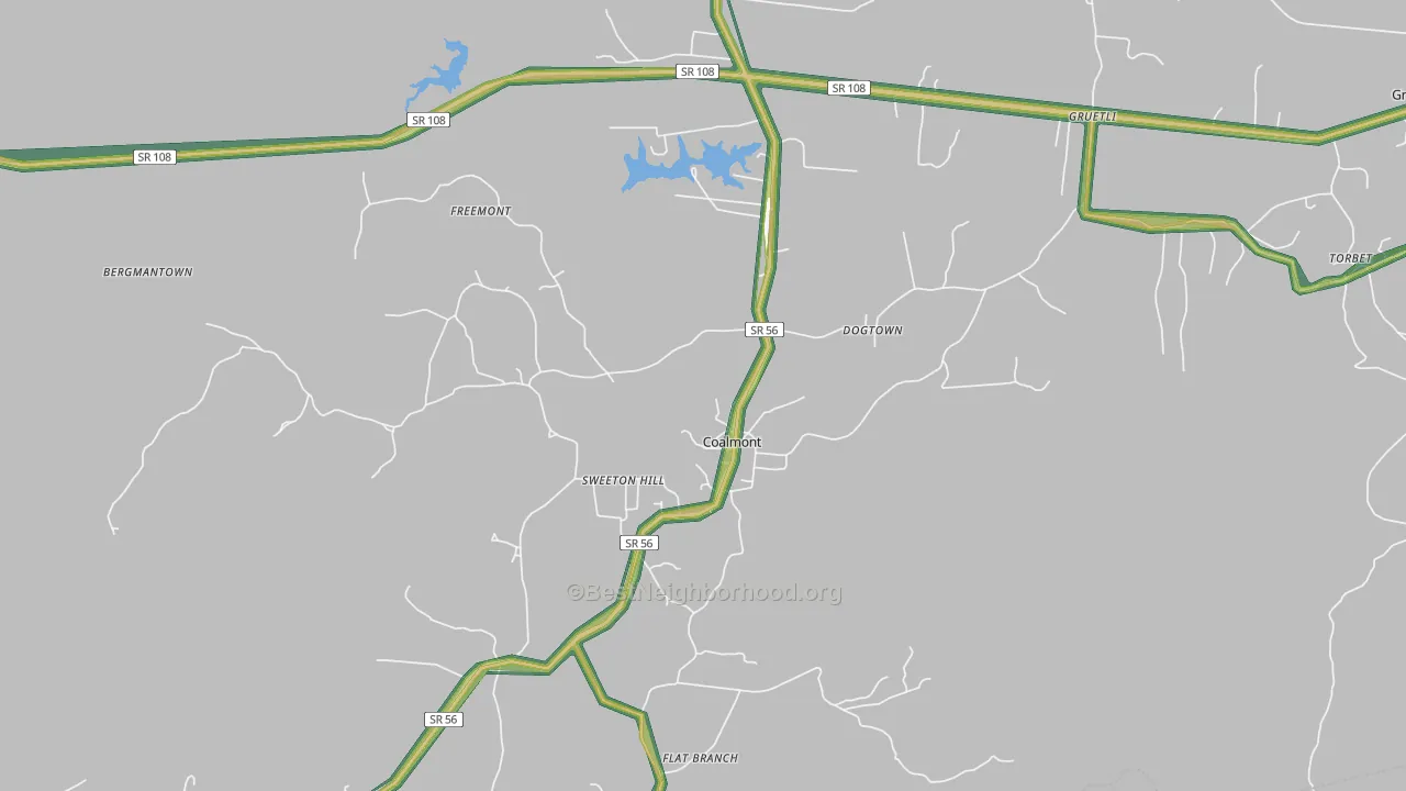 Coalmont, TN Map of Noise Levels in Coalmont