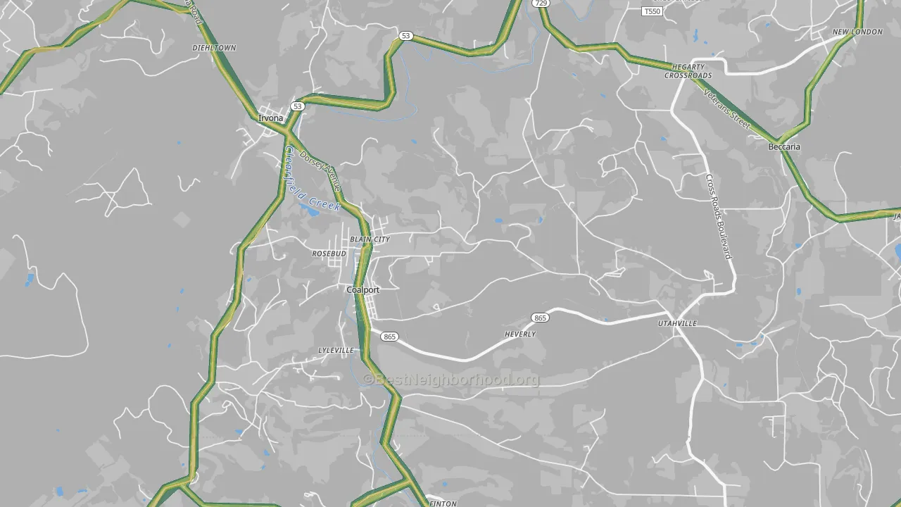 Coalport, PA Map of Noise Levels in Coalport