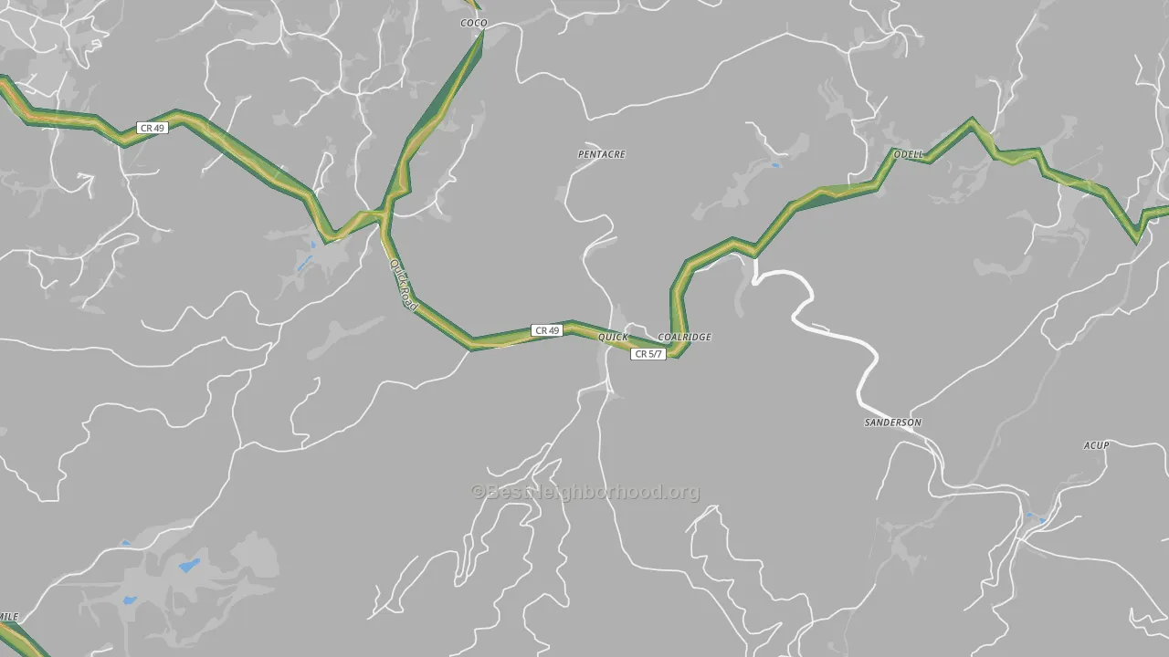 Coalridge, WV Map of Noise Levels in Coalridge