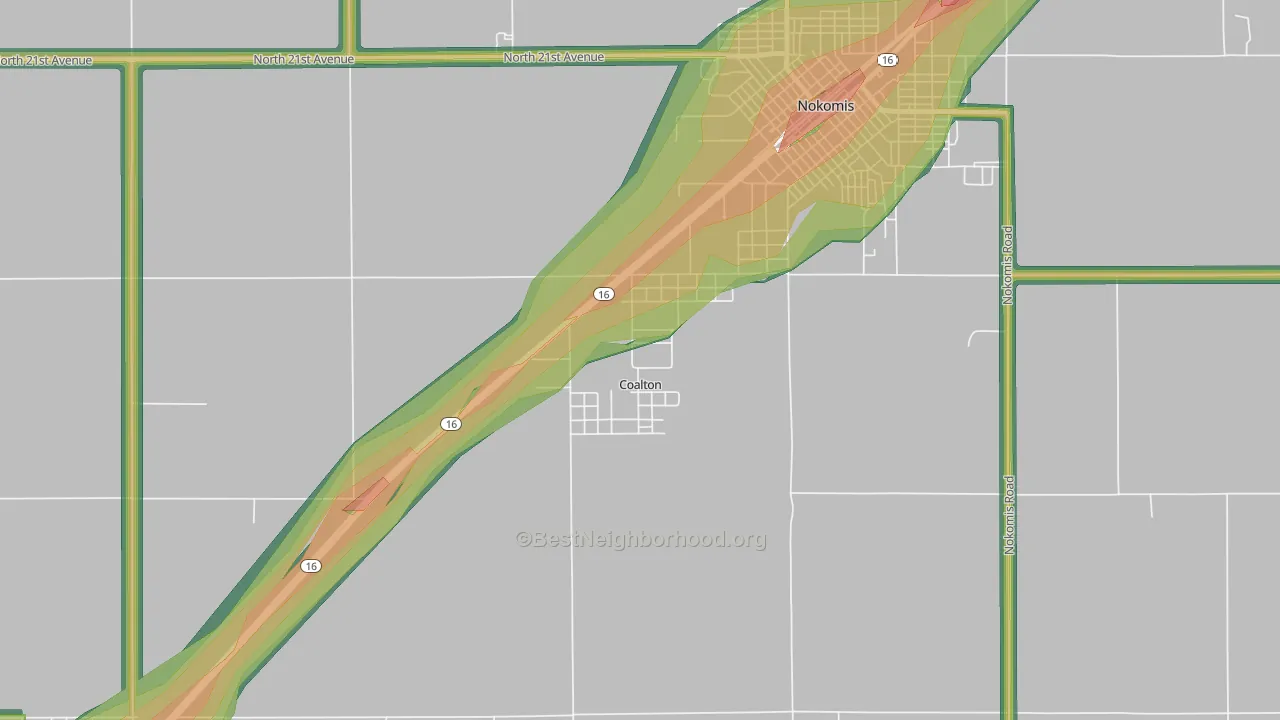Coalton, IL Map of Noise Levels in Coalton