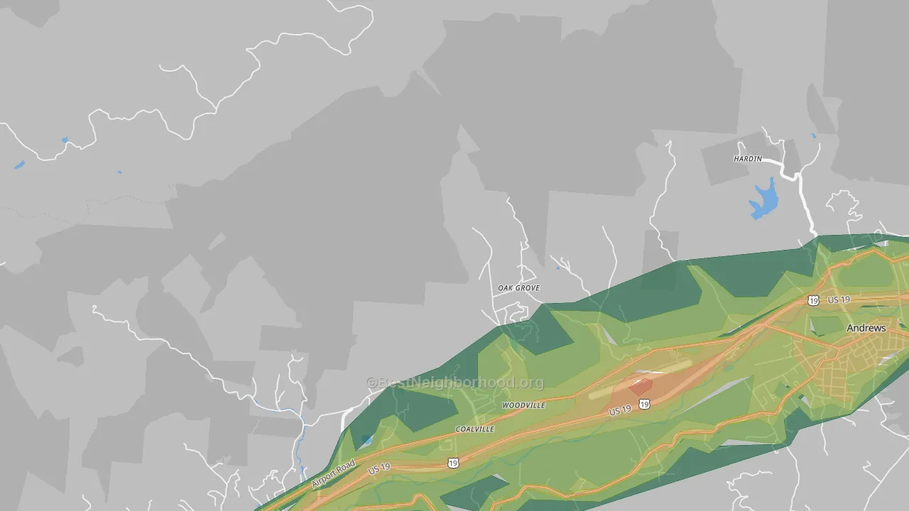 Coalville, NC Map of Noise Levels in Coalville