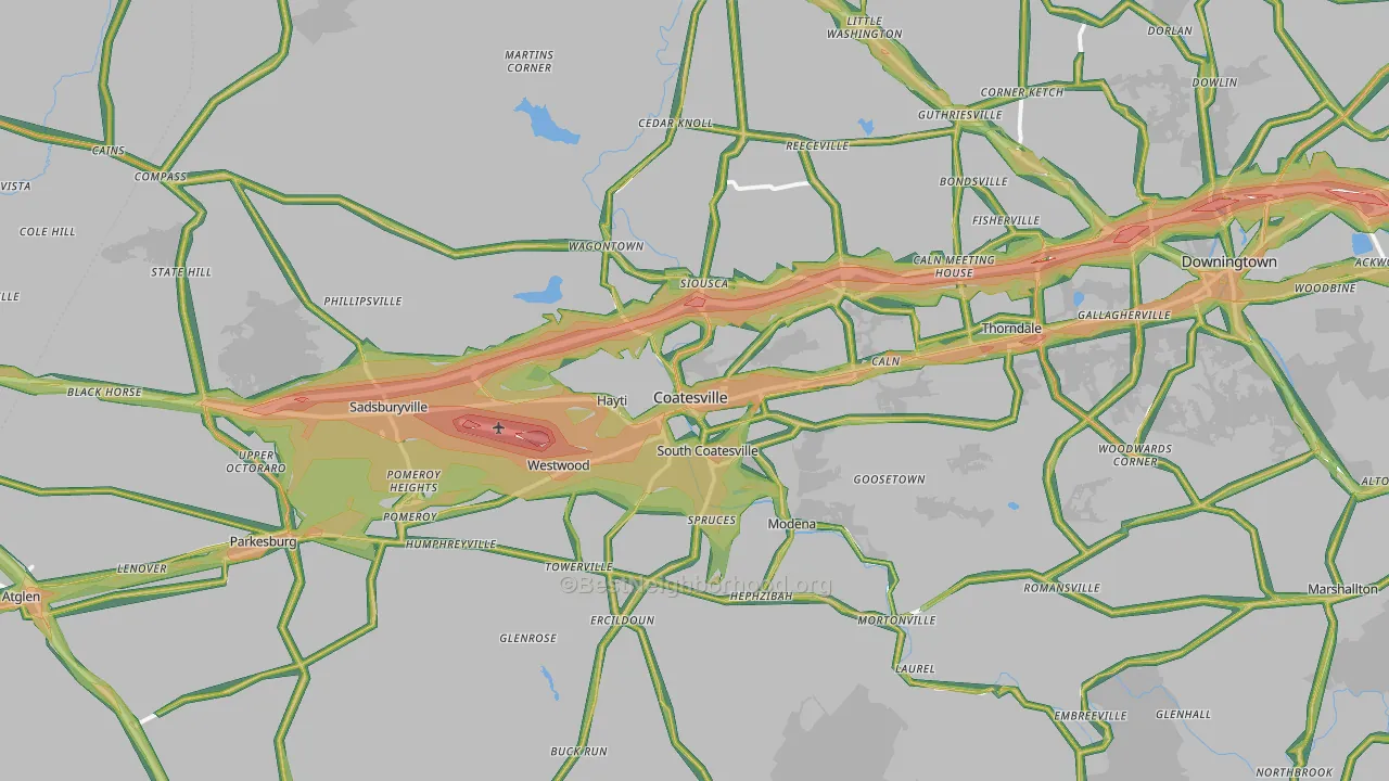 Coatesville, PA Map of Noise Levels in Coatesville